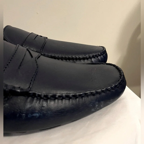 Sz 9.5 J Sabat men penny loafers round toe tip slip on navy blue leather NW - Picture 6 of 8